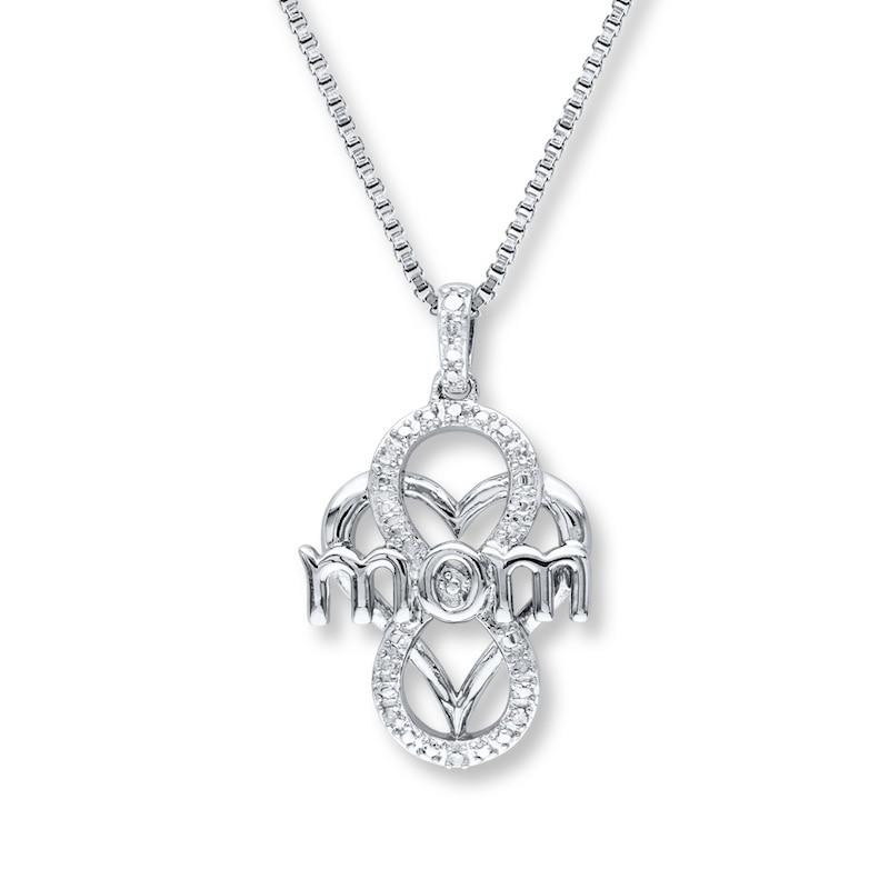 Main Image 1 of &quot;Mom&quot; Heart Necklace 1/20 ct tw Diamonds Sterling Silver