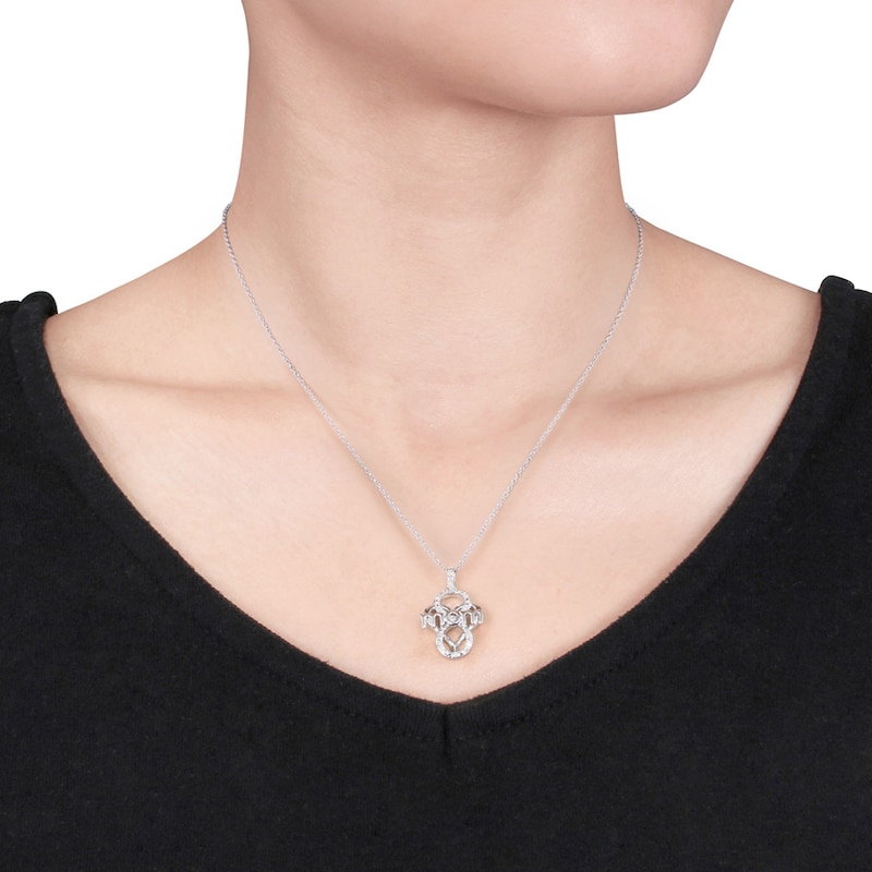 Main Image 2 of &quot;Mom&quot; Heart Necklace 1/20 ct tw Diamonds Sterling Silver