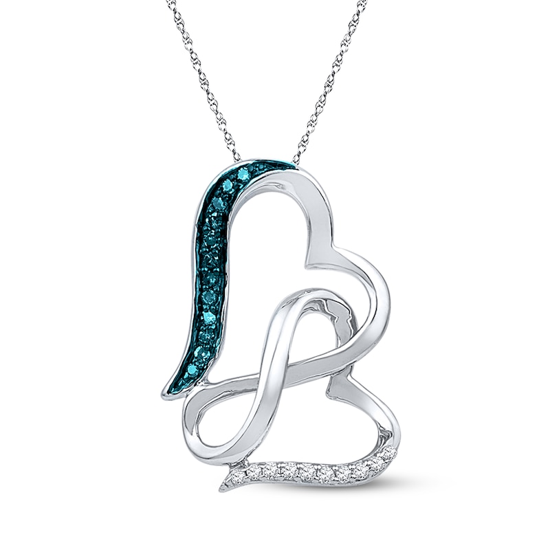 Infinity Heart Necklace 1/15 cttw Blue Diamonds Sterling Silver