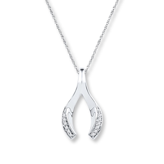 Wishbone Necklace 1/20 ct tw Diamonds Sterling Silver