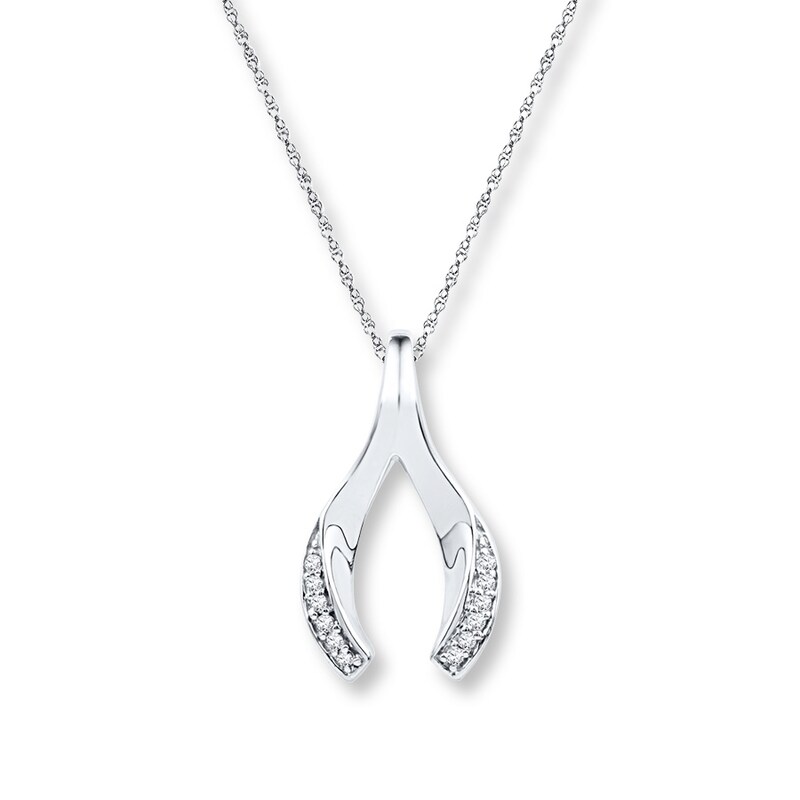 Main Image 1 of Wishbone Necklace 1/20 ct tw Diamonds Sterling Silver