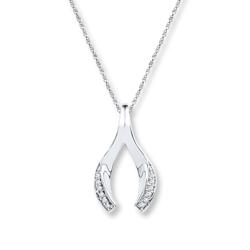 Wishbone Necklace 1/20 ct tw Diamonds Sterling Silver