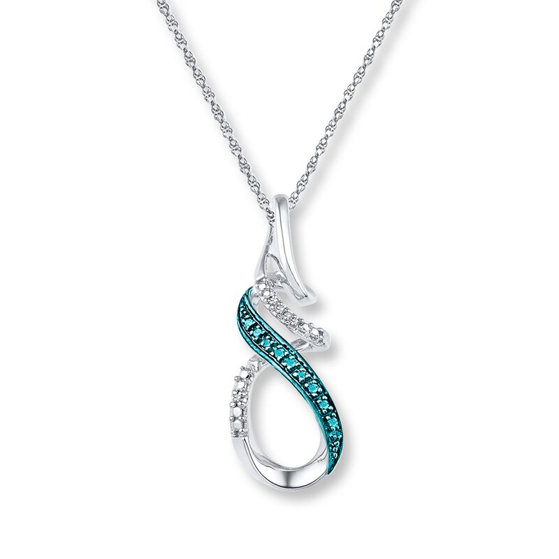 Blue Diamond Necklace 1 20 Ct Tw Round Cut Sterling Silver Kay Blue Diamond Necklace 1 20 Ct Tw Round Cut Sterling Silver Kay