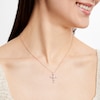 Thumbnail Image 2 of Diamond Cross Necklace 1/8 ct tw Round-cut 10K Rose Gold
