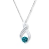 Thumbnail Image 0 of Diamond Necklace 1/6 ct tw Blue/White 10K White Gold