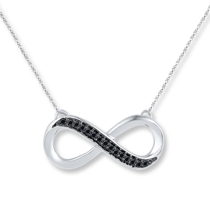 Main Image 1 of Infinity Necklace 1/10 ct tw Black Diamonds Sterling Silver