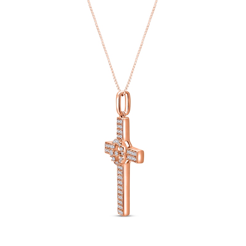 Diamond Cross Necklace 3/8 ct tw Round-cut 10K Rose Gold