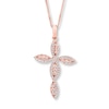 Thumbnail Image 0 of Diamond Cross Necklace 3/8 ct tw Round-cut 10K Rose Gold