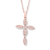 Thumbnail Image 1 of Diamond Cross Necklace 3/8 ct tw Round-cut 10K Rose Gold
