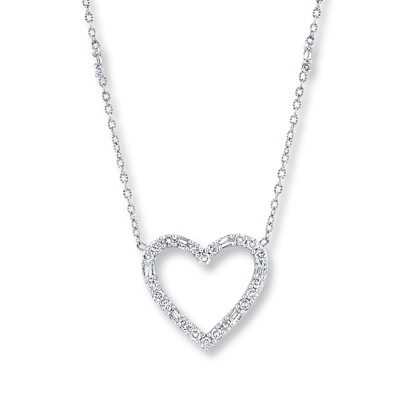 Heart Necklace 1/2 ct tw Diamonds 14K White Gold