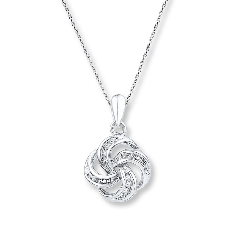 Main Image 1 of Love Knot Necklace 1/10 ct tw Diamonds Sterling Silver