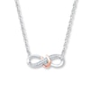 Thumbnail Image 1 of Infinity Necklace 1/20 ct tw Diamonds Sterling Silver & 10K Rose Gold