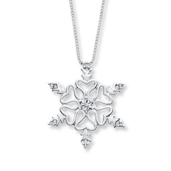 Snowflake Necklace Diamond Accents Sterling Silver