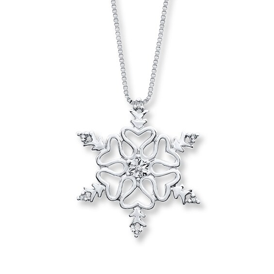 Snowflake Necklace Diamond Accents Sterling Silver