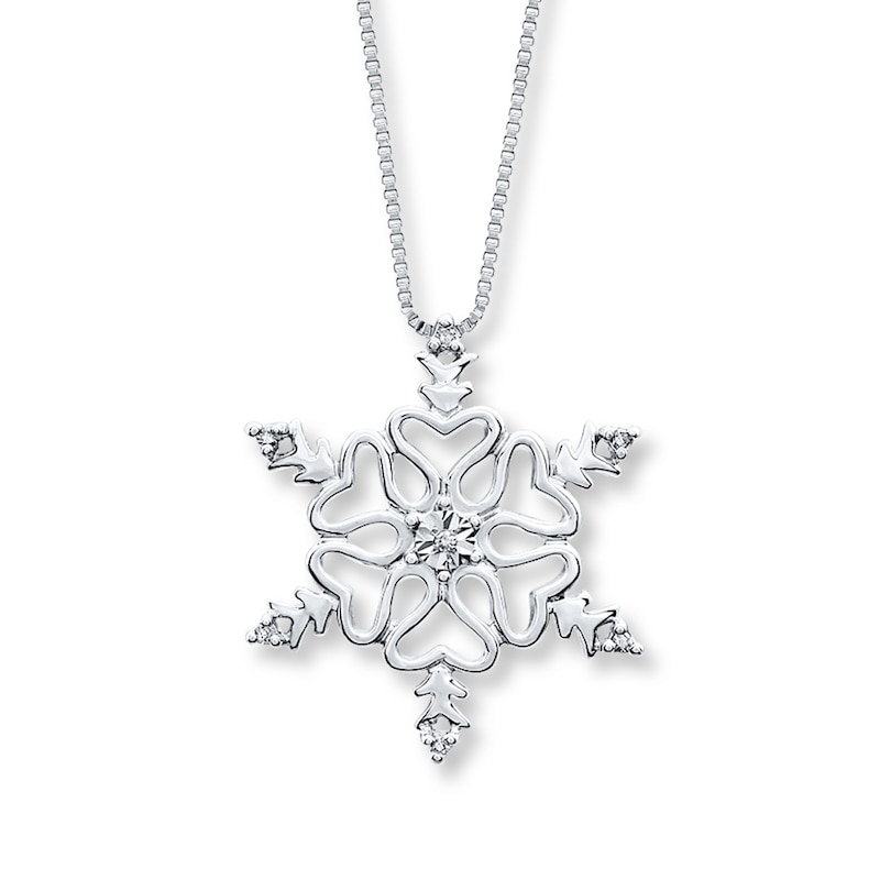 Main Image 1 of Snowflake Necklace Diamond Accents Sterling Silver