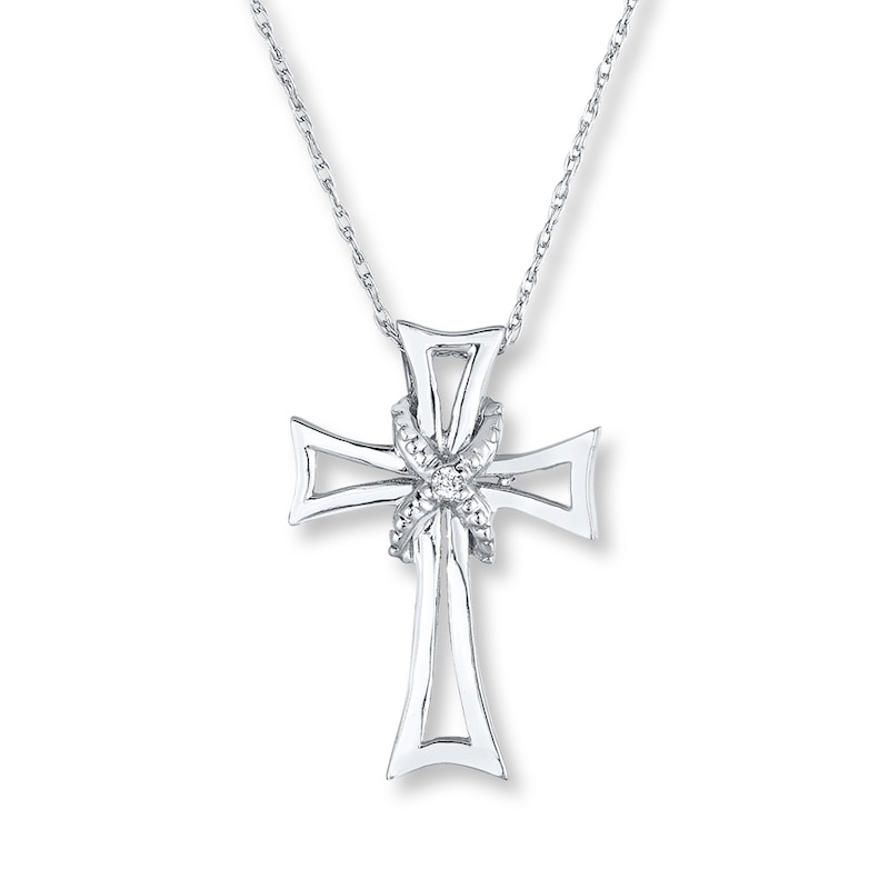 Main Image 1 of Infinity Cross Necklace Diamond Accent Sterling Silver