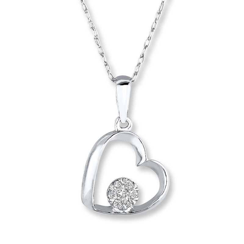 Main Image 1 of Heart Necklace 1/20 ct tw Diamonds Sterling Silver