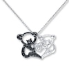 Koala Bear Necklace Black Diamond Accents Sterling Silver