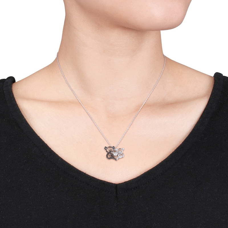 Koala Bear Necklace Black Diamond Accents Sterling Silver