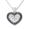 Thumbnail Image 1 of Heart Locket Necklace 1/20 ct tw Diamonds Sterling Silver