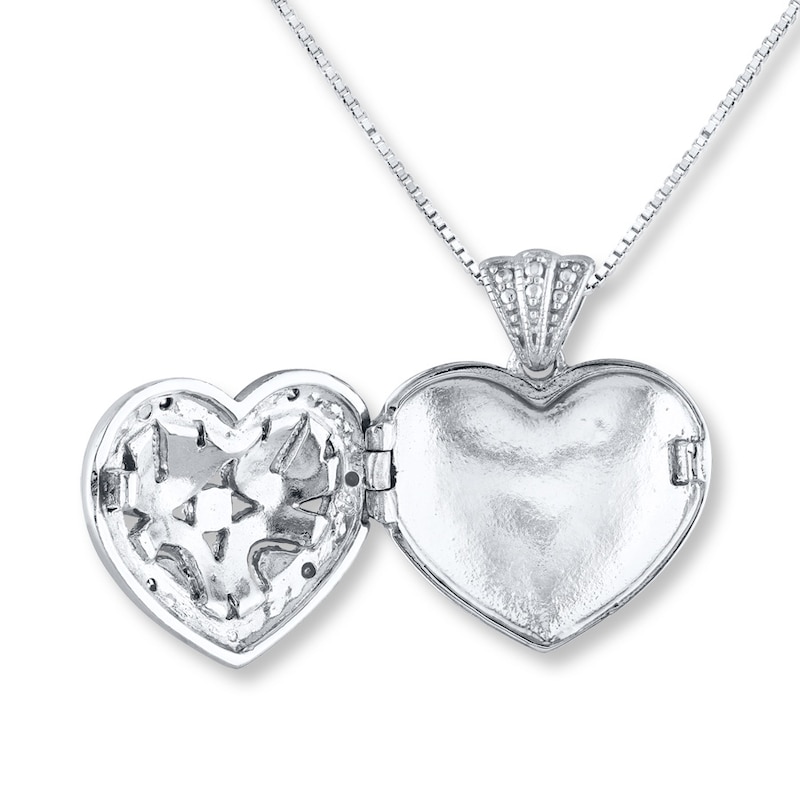 Heart Locket Necklace 1/20 ct tw Diamonds Sterling Silver