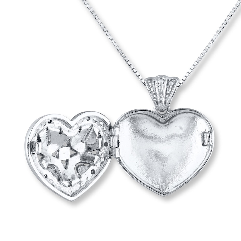 Main Image 2 of Heart Locket Necklace 1/20 ct tw Diamonds Sterling Silver