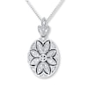 Oval Locket Necklace 1/10 ct tw Diamonds Sterling Silver