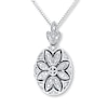 Thumbnail Image 1 of Oval Locket Necklace 1/10 ct tw Diamonds Sterling Silver