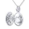 Thumbnail Image 2 of Oval Locket Necklace 1/10 ct tw Diamonds Sterling Silver