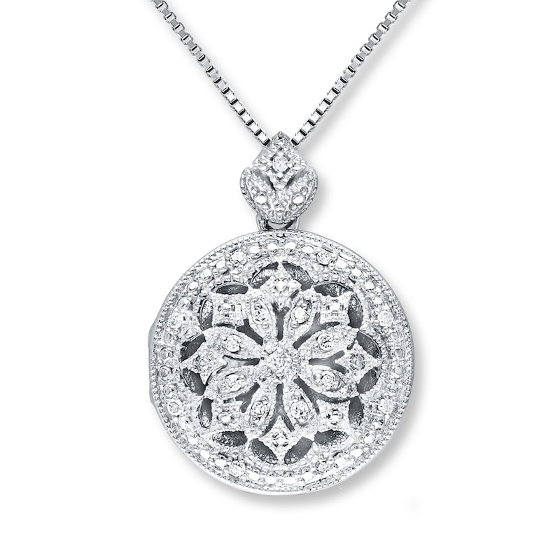 Main Image 1 of Locket Necklace 1/10 ct tw Diamonds Sterling Silver