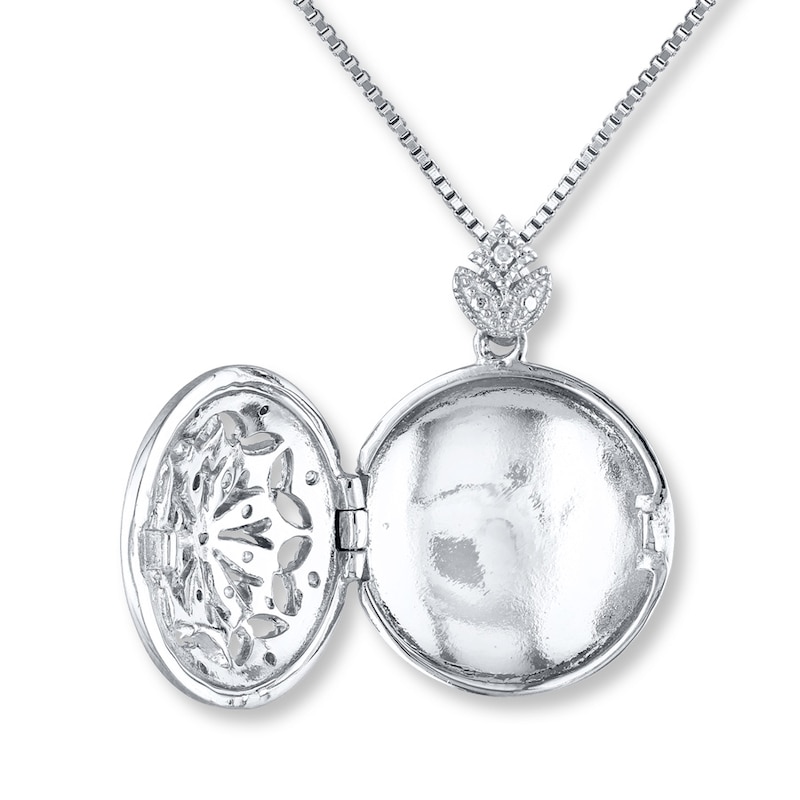 Main Image 2 of Locket Necklace 1/10 ct tw Diamonds Sterling Silver