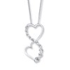 Thumbnail Image 1 of Double Heart Necklace 1/4 ct tw Diamonds 10K White Gold