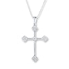 Thumbnail Image 1 of Diamond Cross Necklace 1/5 ct tw Round-cut 10K White Gold