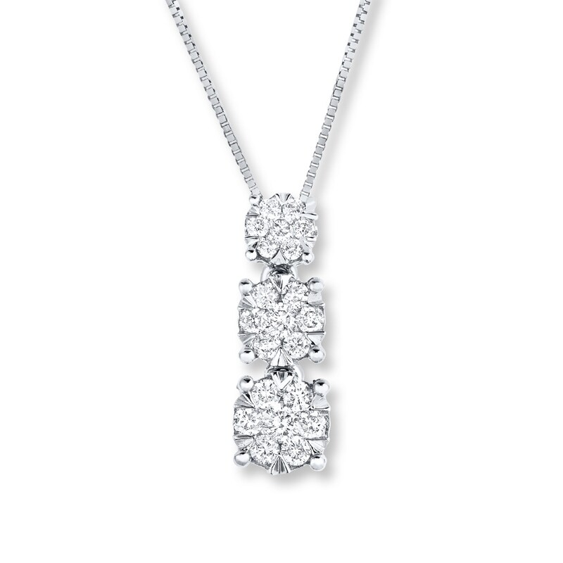 Diamond Necklace 3/8 ct tw Round-cut 14K White Gold