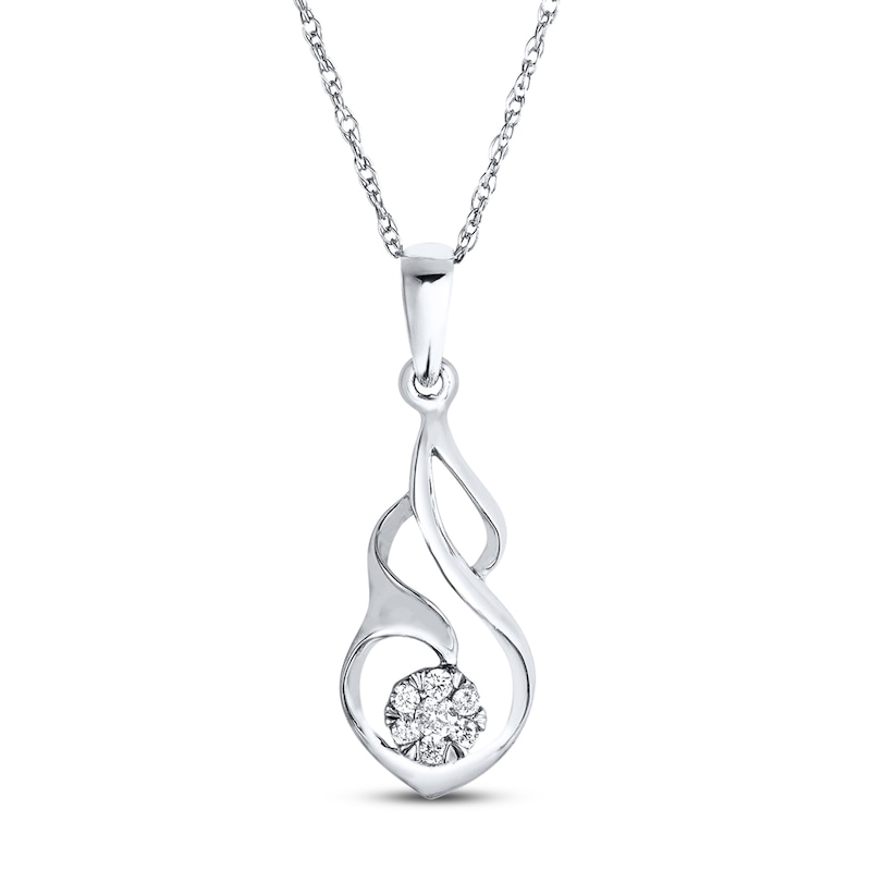 Main Image 1 of Diamond Necklace 1/20 ct tw Round-cut Sterling Silver