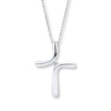 Thumbnail Image 0 of Diamond Cross Necklace 1/20 Carat Round-cut Sterling Silver