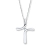 Thumbnail Image 1 of Diamond Cross Necklace 1/20 Carat Round-cut Sterling Silver