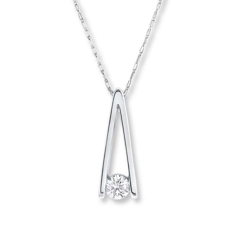Diamond Necklace 1/10 Carat Round-cut 10K White Gold