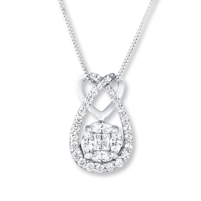 Main Image 1 of Diamond Heart Necklace 3/4 carat tw 14K White Gold