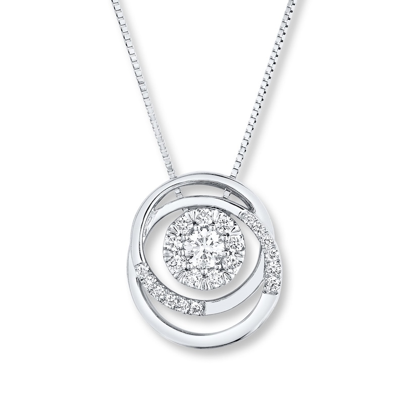 Diamond Circle Necklace 1/4 ct tw Round-cut 10K White Gold