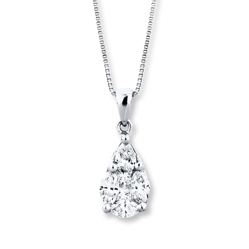 Main Image 1 of Diamond Teardrop Necklace 3/4 carat tw 14K White Gold