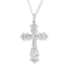 Thumbnail Image 0 of Diamond Cross Necklace 3/8 ct tw Round-cut 10K White Gold