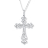 Thumbnail Image 1 of Diamond Cross Necklace 3/8 ct tw Round-cut 10K White Gold