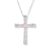 Thumbnail Image 0 of Diamond Cross Necklace 5/8 ct tw Round-cut 14K Two-Tone Gold