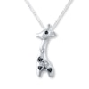 Giraffe Necklace Black/White Diamonds Sterling Silver