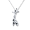 Thumbnail Image 1 of Giraffe Necklace Black & White Diamonds Sterling Silver