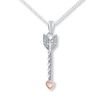 Arrow Necklace Diamond Accents Sterling Silver & 10K Rose Gold