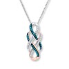 Thumbnail Image 1 of Blue/White Diamonds 1/4 ct tw Necklace Sterling Silver & 10K Rose Gold