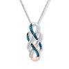 Thumbnail Image 0 of Blue/White Diamonds 1/4 ct tw Necklace Sterling Silver & 10K Rose Gold