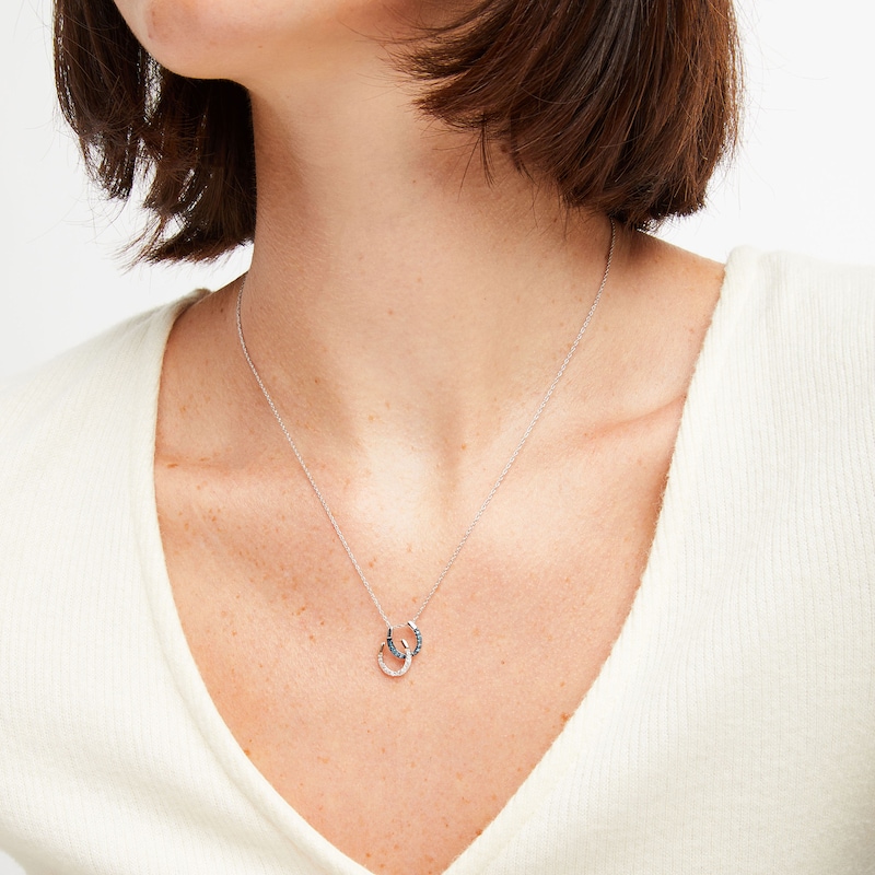 Main Image 2 of Horseshoe Necklace 1/6 ct tw Diamonds Sterling Silver & 10K Rose Gold